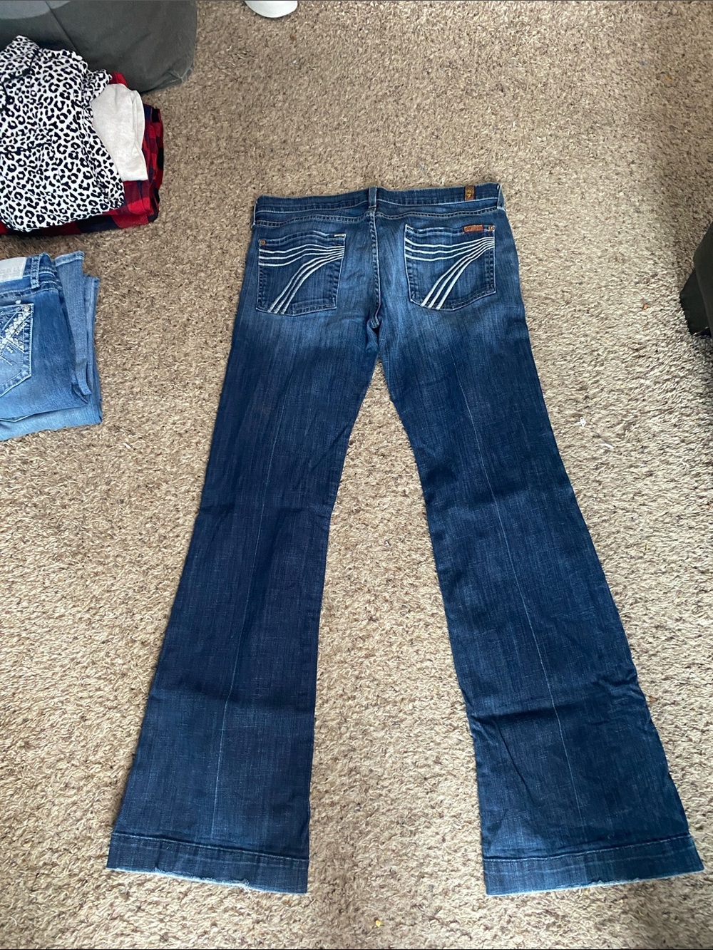 7 For All Mankind Dark Blue Flare Jeans
